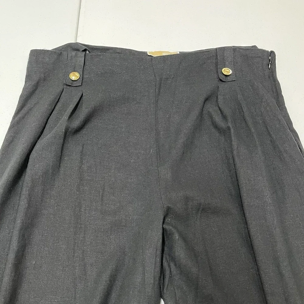 Michael Kors Pants Black Linen Blend Wide Leg Side Zip 14 Lagenlook Capsule